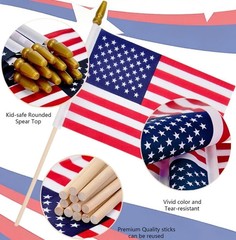 12 Pack Small American Flags – 4×6 Inch Mini USA Hand Held Stick Flag with Sa…