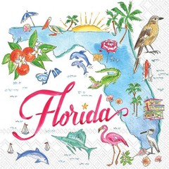 Decoupage Art Craft-Cocktail Size 5″ x 5″ -Florida Sunshine State, USA States