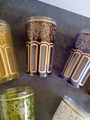 Vintage Moroccan Tea Glasses Set of 6 Assorted Colors Unbranded. New in Box