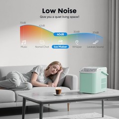 Portable Ice Maker – 9 Cubes in 6 Mins, 26.5lbs/24Hrs, Includes Scoop & Basket,