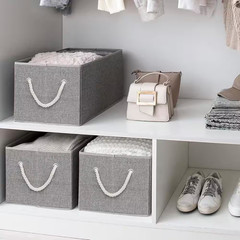 Gray 16.3 In. X 10.3 In. Fabric Decorative Basket Set of 3 with Handles