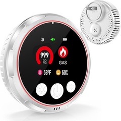 Portable CO Detector with Smoke & Gas Sensors, Plug-in Alarm for Home or Travel