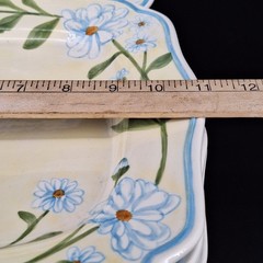 8 Vtg Daisy Chain Block 2001 Dinner Plates Lt. Blue White Yellow Daises 10.5″
