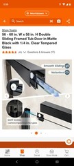 56 – 60 in. W x 58 in. H Double Sliding Framed Tub Door in Matte Black