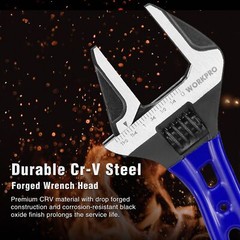 WORKPRO 6-inch Stubby Adjustable Wrench 1.5″ Wide Jaw Opening Wrench Metric/SAE