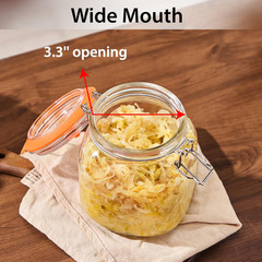 Square Fermentation Jar, 1 Liters Glass Fermenting Jar for Making Sauerkraut, Ki