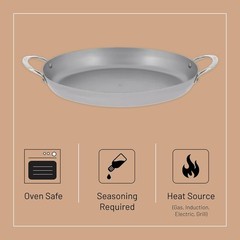 De Buyer 5651.36 Mineral B 9.5-Inch Carbon Steel Oval Roasting Pan, Silver