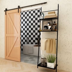 6.6FT Sliding Barn Door Hardware Kit Modern Closet Hang Style Track Rail Black