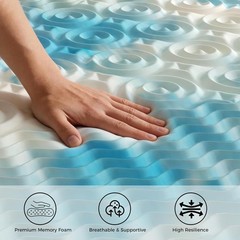 DUMOS 5-Zone Support Memory Foam Mattress Topper,Pain Relief,Cooling Gel Infused