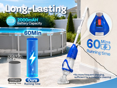 Cordless Pool Vacuum Cleaner 13.2GPM Handheld Rechargeable for Pools & Spas Blue