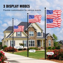 VEVOR 25FT Telescopic Flagpole Kit Heavy Duty Aluminum Flag Pole American Black