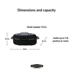 Granite Ware 13-Inch Covered Oval Roaster – Speckled Black