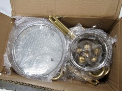 12-piece Stainless Steel Cookware Set (6 Pots + 6 Glass Lids) with Gold Handles