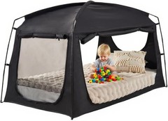 Privacy Blackout Tent for Adults Kids Sunproof Portable Bed Canopy Mesh Windows