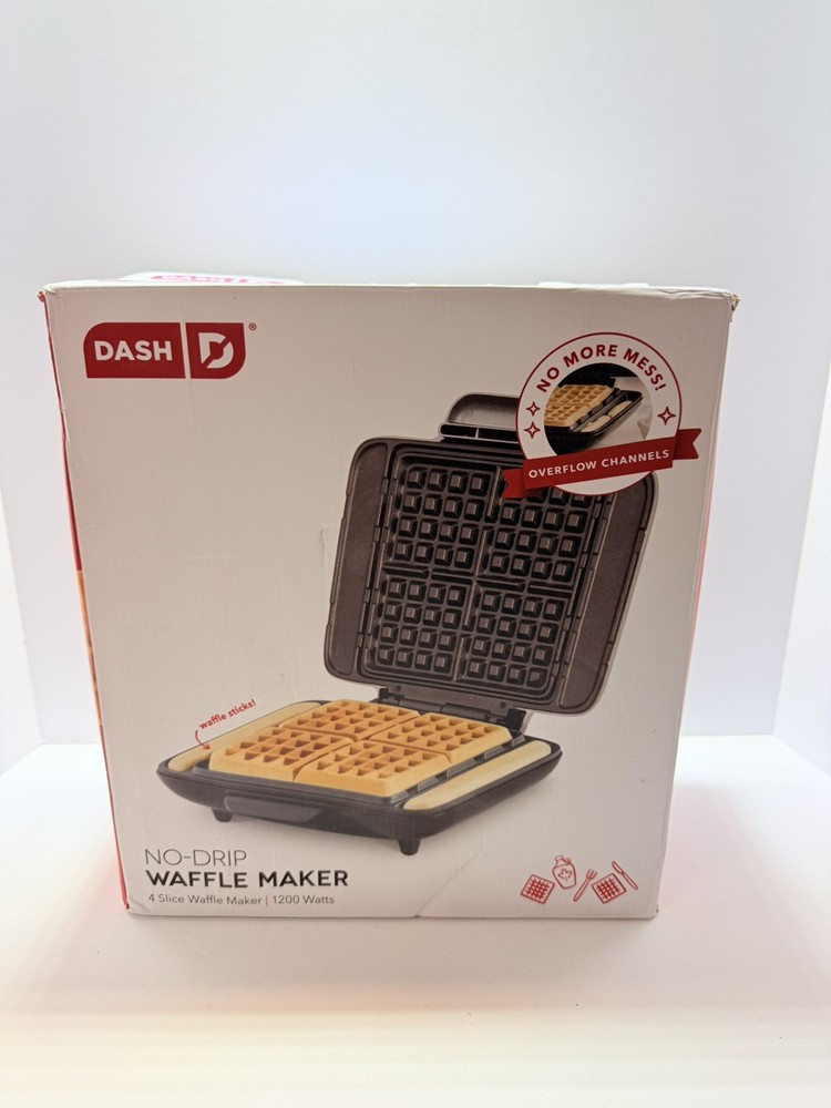 DASH No-Drip Waffle Maker – Four Molds, Nonstick Iron Silver