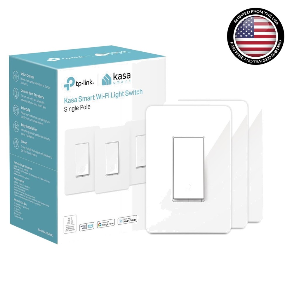Elegant White Wi-Fi Light Switch Pack of 3 – Voice Control & Neutral Wire Needed