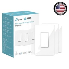 Elegant White Wi-Fi Light Switch Pack of 3 – Voice Control & Neutral Wire Needed