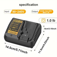 3A For DeWalt 20V Max Battery Charger 12V Fast Charging DCB115 DCB112 DCB1104