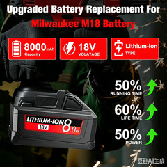 For Milwaukee for M18 18V 12.0Ah Extended Lithium 48-11-1880 Battery & Charger
