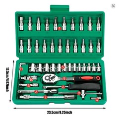 46Pcs Family Tools 1/4 Set Mechanic Tool Kits for Auto Repair Hous with Sockets