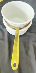 Vintage Copral Portugal Copper Double Boiler Sauce Pan Pot w/Lid Brass & Handles