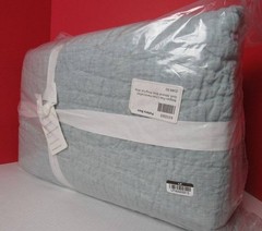 Pottery Barn Belgian Flax Linen Handcrafted Quilt King/Cal.King Mineral Blue NWT