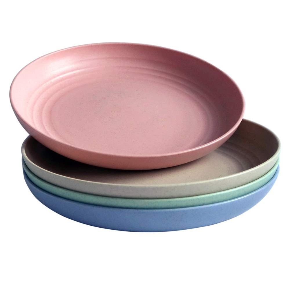 Lightweight Wheat Straw Plates – 4Pack Unbreakable Dishes and Plate Set, Dish…