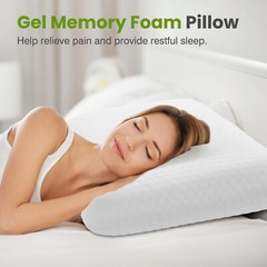Cooling Memory Foam Pillow with Pillowcase – Neck Support for Side Sleepers