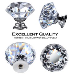 25 pcs Crystal Glass Knobs Drawer Pulls Kitchen Bathroom Cabinet Dresser