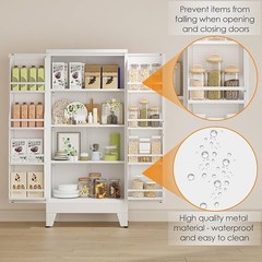Metal Kitchen Pantry Cabinet, 47″ Freestanding Storage Cupboard with Adjustable