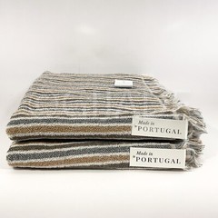 Felpinter 2Pc Bath Towels 30″ x 56” 100% Cotton Portugal Brown Gray Ivory Strip