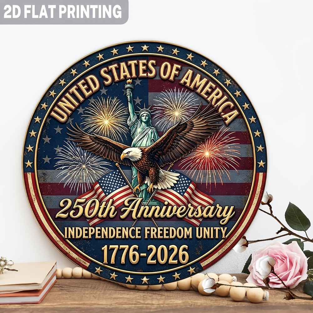 250th Anniversary Emblem United States Aluminum Sign 8 Inch Round Funny