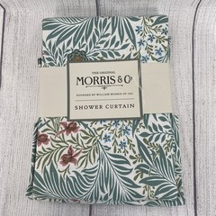 William Morris Shower Curtain Fabric Larkspur Mineral Floral Leaves Botanical