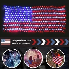 Solar American Flag Lights Outdoor,420 Leds American Flag Net Lights 6.5Ft X 3.2