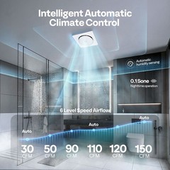 AutoFlow Bathroom Exhaust Fan with RGB Light & Humidity Sensor (30-110-160CFM)