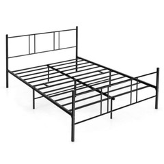 Full Size Platform Bed Frame Heavy Duty Bedroom With High Headboard & Footboard