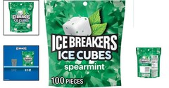 8.11 oz ICE CUBES Spearmint Sugar Free Gum Pouch – 100 Pieces for Fresh Breath