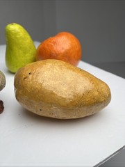 Vintage Paper Mache Faux Food Vegetables & Fruit Lot of 5 Handmade Garlic Pear