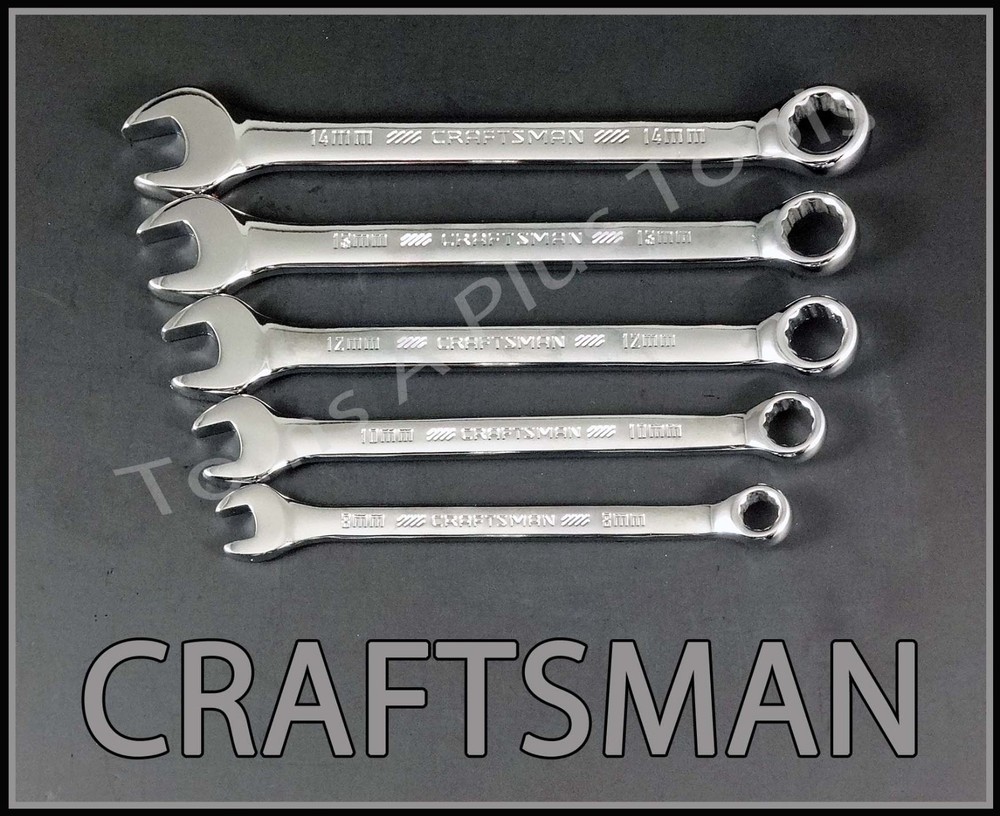 CRAFTSMAN HAND TOOLS 5pc POLISHED Chrome METRIC MM 12pt Combination Wrench set