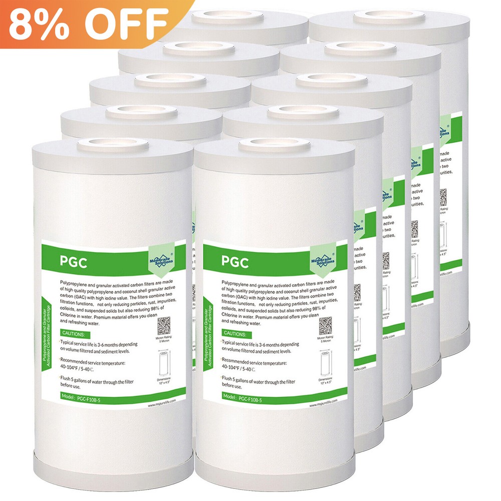 1-10 Pack 10×4.5″ Whole House Activated Coconut Carbon Sediment Water Filter 5μm