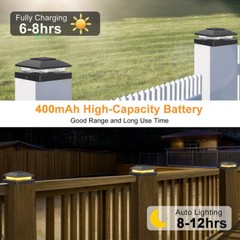 6/12/18Pack Solar Post Cap Light For 4×4 Outdoor Waterproof LED Deck Fence Light