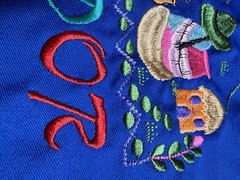 Ecuador Embroidered Apron Blue Andean Folk Art Woven Pockets Latin American