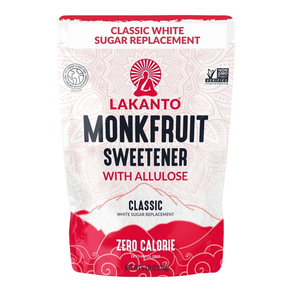 Lakanto Monk Fruit Sweetener – 5 lb Classic White, Keto, Vegan, Gluten Free