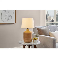 Hampton Bay Carlburg 19.75 in. Rattan 1 Light Table Lamp Model#24239-001