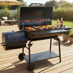 Royal Gourmet Charcoal Barrel Grill with Offset Smoker Large Event Outdoor Camp