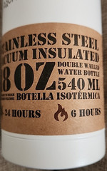 18Oz Vacuum Insulated Stainless Steel Water Bottle/Aquapelli