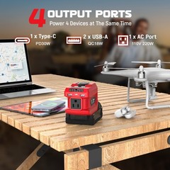 Portable Power Source Kit for Milwaukee 18V Battery AC DC Outlet 100W USB-C LED
