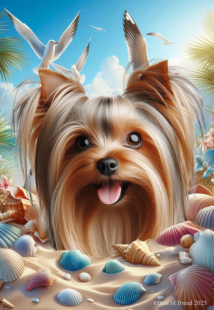 Silky Terrier Silver/Tan Summer Beach Fun Flag