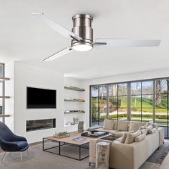 52″ Brushed Nickel Low Profile Ceiling Fan with Light Energy Saving Fan NEW