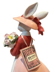 Bunny Girl Figurine 15.5in Holding Flowers Spring Summer Statue Decor NEW Gift